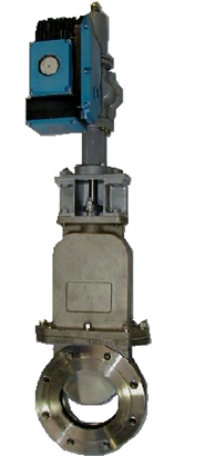 Electric-powered knife gate valve for rainwater treatment facility